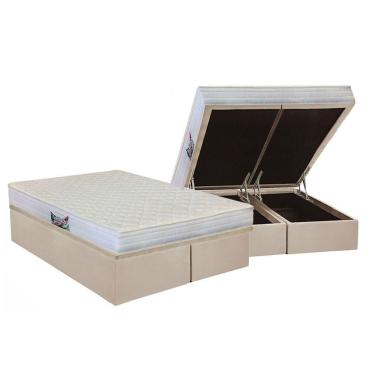 Imagem de Kit Cama Box Baú Queen Ortopédica D28 Suede Clean 158x198 Bege Herval A Costa Rica