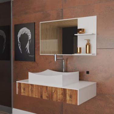 Imagem de Conjunto Gabinete Banheiro Madri 80 Western C-cuba + Espelheira C-espelho + Torneira E Válvula