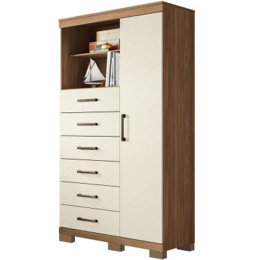Imagem de Multi Cômoda Marbella 1 Porta 6 Gavetas Pés Jatobá-areia