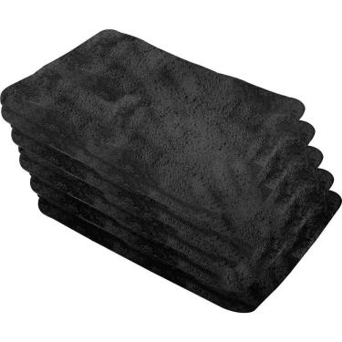 Imagem de Kit 5 Flanela Microfibra 30x40cm 200gsm Preta Vonder Pano