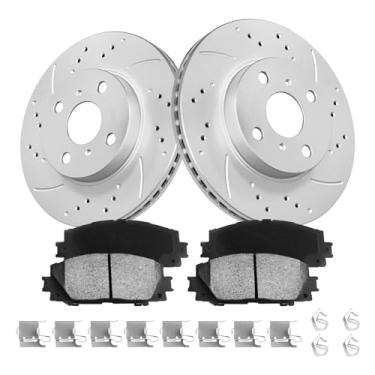 Imagem de funire Kit De Freio Dianteiro, Discos E Pastilhas Compatíveis Com Toyota Yaris 2007-2018, Prius C 2012-2019, Scion Iq 2013 | Revestimento Geomet 255 Mm (10 Pol.) D1184-8301 31439 Dianteiros