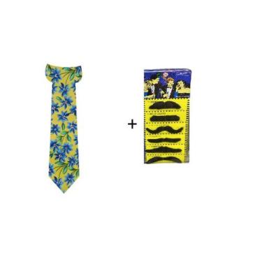 Imagem de Gravata Festa Junina de retalhos + Cartela Bigodes-Fantasia - Mor, fan