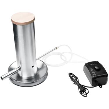 Imagem de Gerador de fumaça fria, tubo de defumador de lascas de madeira elétrico portátil com tampa e bomba de ar, caixa de defumador, acessórios de máquina de fumaça quente e fria de aço inoxidável para