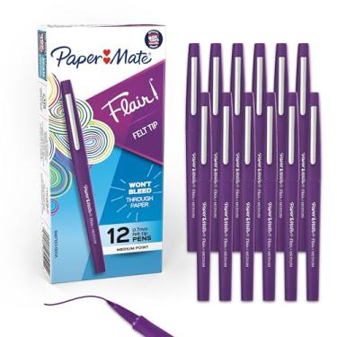 Imagem de Paper Mate Canetas de ponta de feltro Flair ponta média (0,7 mm) roxo vívido pacote com 12 - perfeitas para professores, estudantes, artistas e profissionais