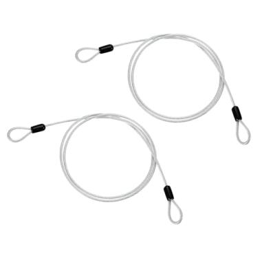 Imagem de PATIKIL Cabo de aço inoxidável revestido de vinil de 5/81.3 cm de diâmetro com laços, 2 peças de corda de fio flexível de 1,2 m (119,4 cm) Cadeado de corrente de segurança para iluminação de palco ao
