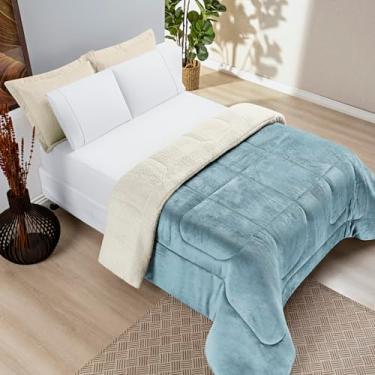 Imagem de Coberdrom Casal Queen Manta Flannel Edredom Pele de Carneiro Cobertor Macio (Quartzo Azul)