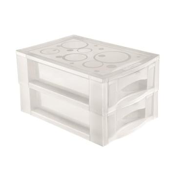 Imagem de Ordene - Gaveteiro Plástico Médio com 2 Gavetas, Cor Cristal, Linha Bel, Ordene