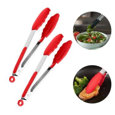 Imagem de Kit 2 Pegadores Pinça Em Silicone P/Salada Carne Churrasco - FX