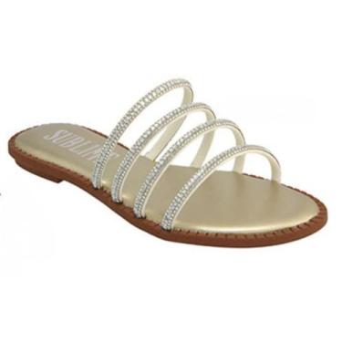 Imagem de Sandália Feminina Rasteira Strass Rasteirinha Confortável Elegante - S