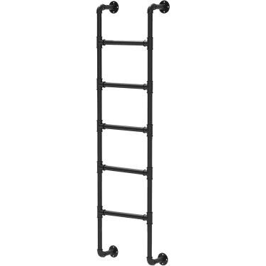 Imagem de Escada De Fuga De Incêndio Preta, 140cm 160cm 180cm 200cm 210cm Escada De Saída De Porão Escada De Sótão Montada Na Parede Para Segurança Doméstica, Escada De Poço, 110cm/43in