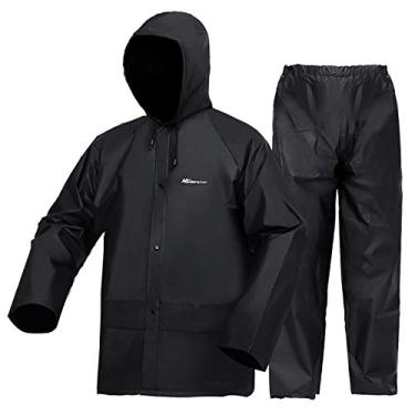 Imagem de Ternos de chuva (jaqueta + calça), capa de chuva ultra leve de EVA à prova d'água, capa de chuva, equipamento de trabalho para homens e mulheres (preto, 3GG)