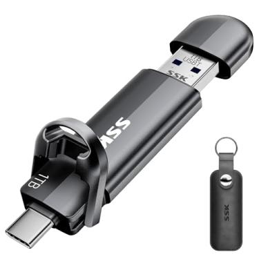 Imagem de Unidade SSK USB C de 1 TB rápida de até 550 MB/s, cartão de memória 2 em 1 tipo C + USB A 3.2 Gen2 portátil, SSD externo estado sólido pen drive PS4 para iPhone 15/16/PS4/telefone Android/Tablet