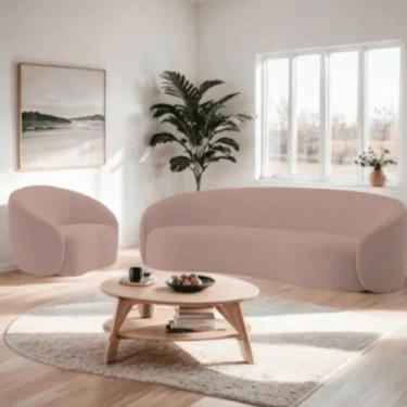 Imagem de Kit Sofá 3 Lugares 180cm e Poltrona Orgânico Luxo Recepção Sala de Est