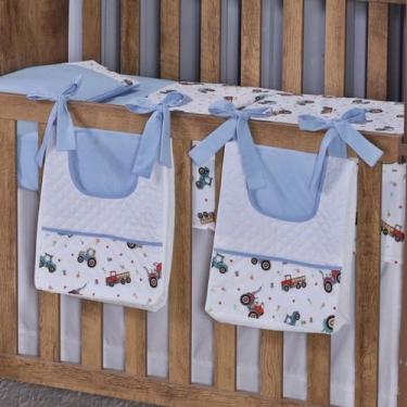 Imagem de Porta Fralda Organizador Quarto de Bebê Menino Menina 2 Peças Com Laço