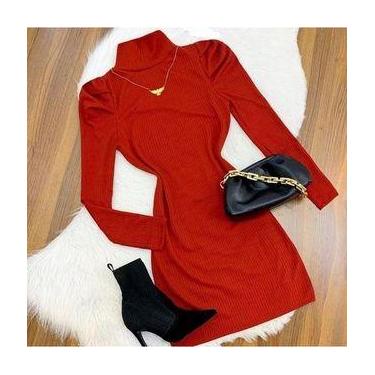 Imagem de Vestido manga longa bufante feminino gola alta tendência - Filó Modas,