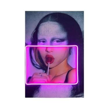Imagem de Pirulitos Mona Lisa Neon Pop Art Impressão Em Tela Retrato Abstrato Ar