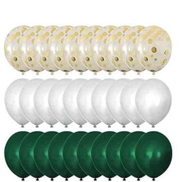 Imagem de Artigos de festa com tema de dinossauro da selva - 30 peças balões de látex verde branco de 30 centímetros com balão de confete ideal para chá de bebê festa de verão piscina havaiana menino decorações