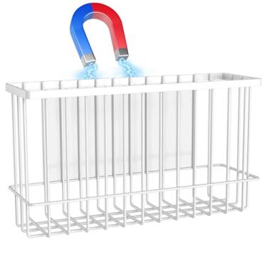 Imagem de NiHome Organizador de Cesta de Metal Magnético, Design Que Economiza Espaço 5,9"Px10,2"Lx3,1"A Armazenamento Versátil para Cozinha e Escritório, Suporta Até 14 Libras, Fácil de Pre (, Branco-1 Pcs)