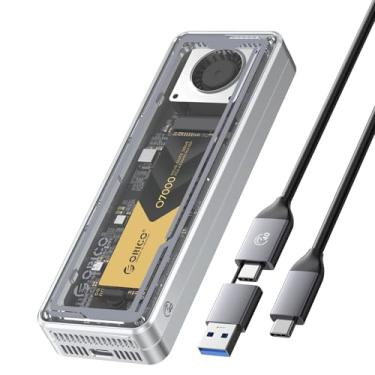 Imagem de ORICO Gabinete SSD M.2 NVMe de 40 Gbps com ventilador de resfriamento, capa NVMe de cristal de alumínio de instalação sem ferramentas, suporta unidade de estado sólido 2280 M2, compatível com