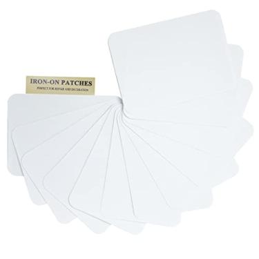 Imagem de Harsgs 12Pcs Tecido Ferro Em Remendos Dentro e Fora Cola Forte 100% Algodão Remendo de Reparo para Roupas Calças Remendar e Decorar, Branco