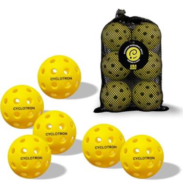 Imagem de CYCLOTRON Pacote com 6 bolas premium de pickleball de 40 furos, aprovadas pela USAPA, perfeitamente equilibradas, bolas de pickle de alta resiliência e durabilidade, bolas de pickle com bolsa de