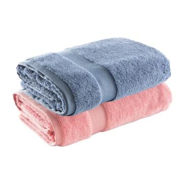 Imagem de Jogo de Toalha de Banho Super Soft Zero Twist, 2 peças, 70x140cm, Algodão, Toque Macio, 500g/m², Altihaus, Alta Absorção, Durabilidade (Rosa/Azul)