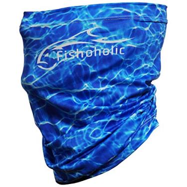 Imagem de Máscara de pescaria da Fishohoholic – 2 opções de cores – FPS 50+ suporte de pescoço de pesca para proteção solar contra poeira e sol e também bandana para homens e mulheres, caça, ciclismo, corrida, peixe, acolchoamento, caiaque, 2: BlueCamo, 1 size fits most