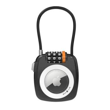 Imagem de UP Security Suporte AirTag com trava de combinação, compatível com suporte Apple Air, trava AirTag para bagagem, mochila, mala, seguro para viagem, estojo de rastreador GPS de metal, cabo seguro