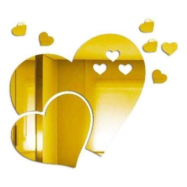 Imagem de Coração Decorativo Acrilico Espelhado Dourado - NoBrand
