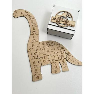 Imagem de Quebra Cabeça Dinossauro + caixa personalizada MDF - NoBrand