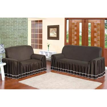 Imagem de Capa De Sofa 2 E 3 Lugares Super Luxo Com Babado Dália Modelo Exclusiv