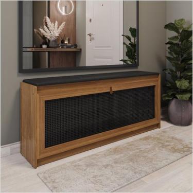 Imagem de Banco Sapateira 130m Plenitude Madeira Acento Almofadado material sint