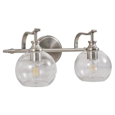 Imagem de ANDY STAR Luminária De Banheiro Em Níquel Escovado, 2 Luzes Penteadeira, Arandela Prateada Estilo Fazenda, Antiferrugem Com Corpo Metal Resistente Para Quarto, Sala Estar,