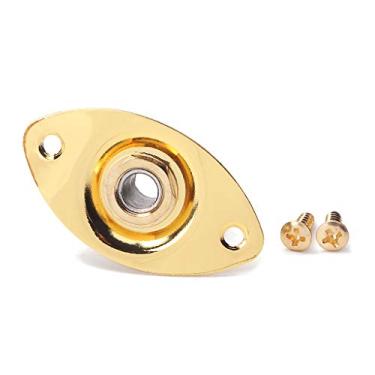 Imagem de WLDJXLGL Placa De Entrada Oval Metal Para Guitarra, Soquete E Saída 1/4" Com Parafusos Guitarra Elétrica Fender Strat Tele Style (Dourada)
