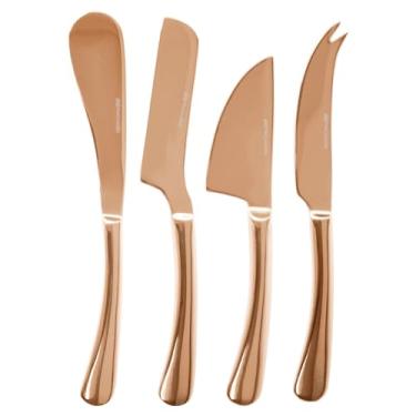 Imagem de Jogo de 4 facas para queijo em aço inox cor cobre - Full Fit