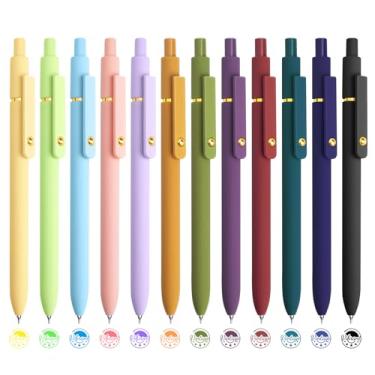 Imagem de YOXMJDB 12 canetas coloridas para diário, caneta de tinta de gel colorida de ponta fina de 0,5 mm, canetas coloridas para anotações, material de escritório e escola, estética vintage e vibrante