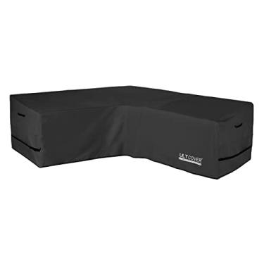 Imagem de ULTCOVER Capa de sofá em forma de V à prova d'água para sofá secional de 7 lugares, 266 cm de largura, preta