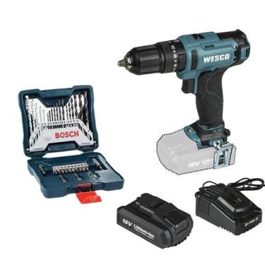 Imagem de Parafusadeira Furadeira Impcto 18V Ws2390 Wesco + Kit Brocas