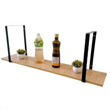 Imagem de Prateleira Terrazo – Madeira com Suporte Aço Preto (90 cm)