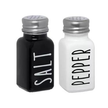 Imagem de Kit Saleiro E Pimenteiro Vidro Tampa Inox 2 Peças