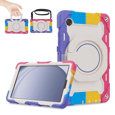 Imagem de ROISKIN Capa para Samsung Galaxy Tab A9 (8,7 polegadas) com protetor de tela HD e alça de ombro, capa para tablet Samsung A9 SM-X110/X115/X117 compatível com crianças com suporte 360 | proteção contra