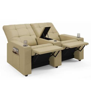 Imagem de Poltrona do Papai Reclinável Cinema 2 Lugares Manual Baú USB Haifa F05