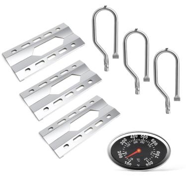 Imagem de Adviace Peças de reposição para churrasqueira Kirkland 720-0011 720-0108, queimadores e placas de calor e medidor de temperatura para churrasqueira a gás Costco Kirkland Signature 720-0011-LP