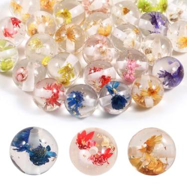 Imagem de 15 peças de contas de acrílico de 16 mm com orifício adequado para joias, pulseira, colar, chaveiro, canetas com miçangas, para fazer você mesmo (cores mistas de flores)