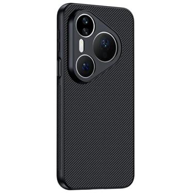Imagem de HAOMRIYL Capa ultrafina para Huawei Pura 80 Ultra/80 Pro+/80 pro, capa de couro anti-impressão digital, textura de fibra de carbono, capa comercial, preta, 80 Pro