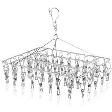 Imagem de FBXGT Varal de Calcinha com 40 Prendedores de Roupa - Varal Metal Intima Calcinha com Pregador de Roupa de Aço Inoxidável Resistente Ao Vento e à Ferrugem para Varandas de Banheiros (Prata)