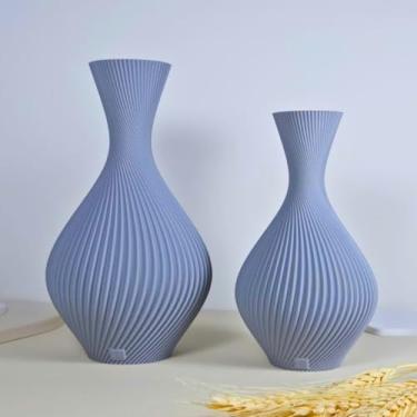 Imagem de Kit 2 Vasos Duna Acabamento Mesa Rack Decoração Sala, Quarto, Hall, Banheiro e Cozinha(Duna Cinza,MINI (15 e 18cm))