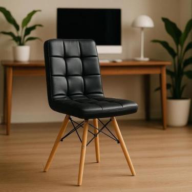 Imagem de Cadeira Charles Eames Gomos Preta Base Madeira - Cadeiras INC