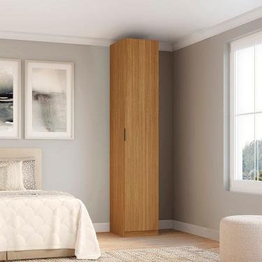 Imagem de Módulo Guarda-roupa 1 Porta com Prateleiras e Cabideiros 45cm X 240cm Clean Altezza Freijó