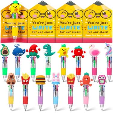 Imagem de AmazingSpark 30 conjuntos de presente de volta às aulas inclui mini caneta multicolorida 4 em 1 com cartão de presente para festa de jardim de infância em massa para professores, prêmios de sala de